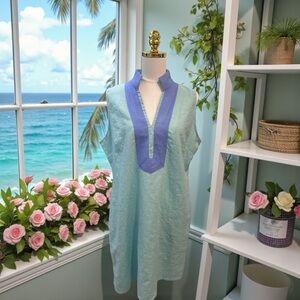 STS Sail To Sable Womens Sleeveless Tunic Dress Cabbage/Hydrangea Sz XL NWT